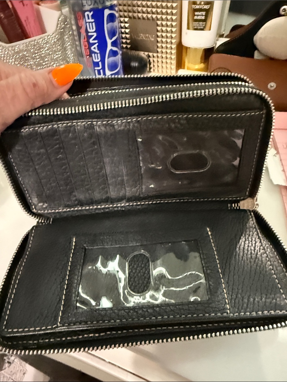 Dooney & Bourke Black Pebble Leather Zip-Around Wallet - Picture 3 of 4